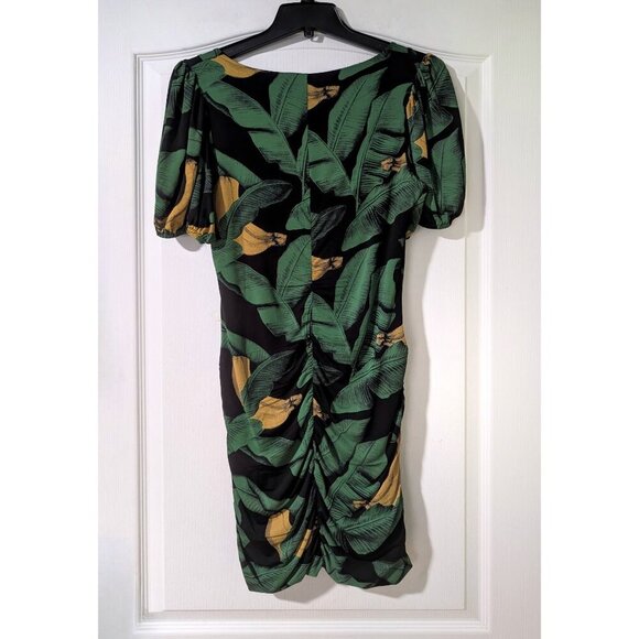 Ganni | Banana Print Ruched Jersey Mini Dress - Picture 4 of 14